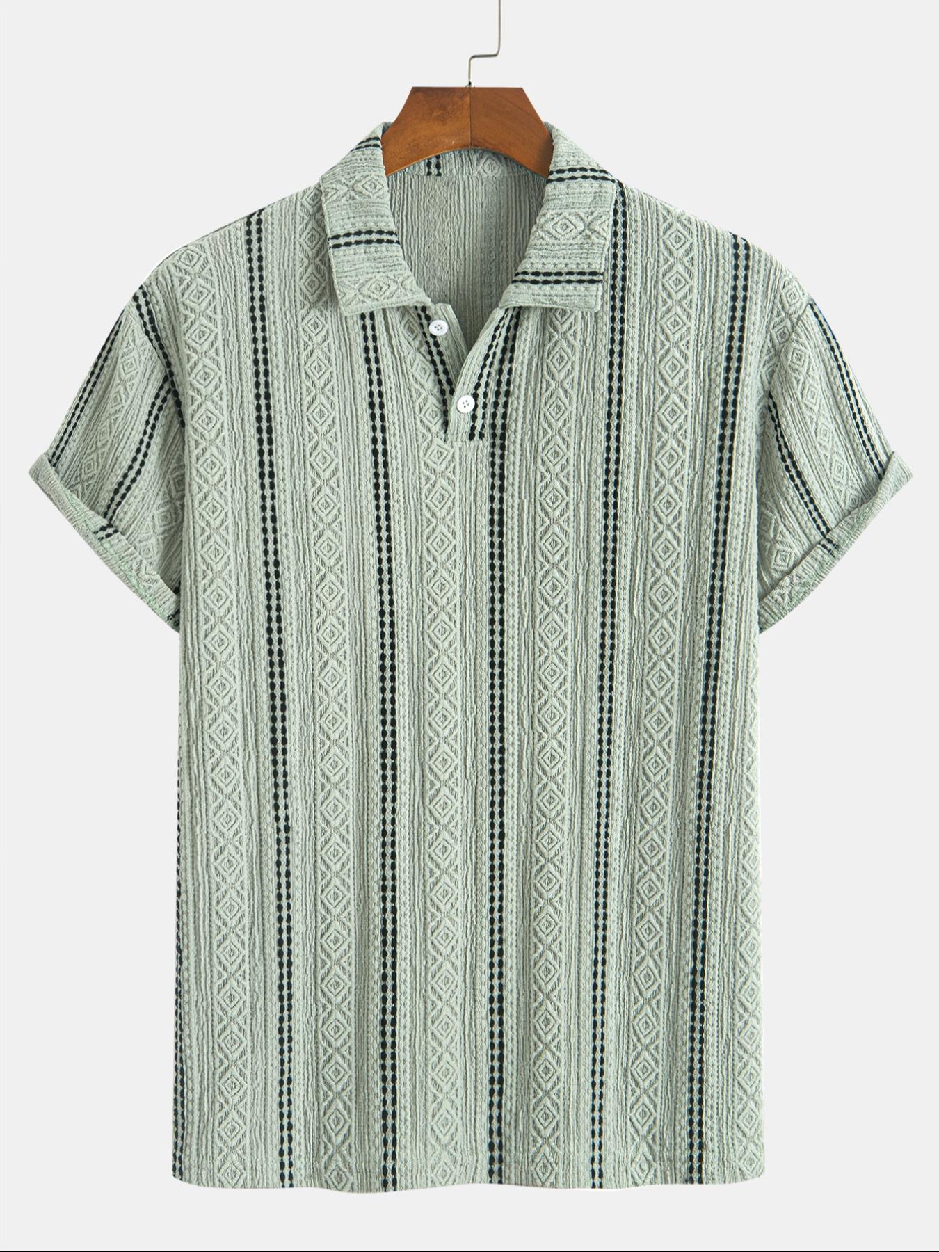 Men's Regular Fit Stripes Print Short Sleeve Polo Shirt Outfit, Casual Fashion Comfy Top for Summer, Men's Clothes for Daily Wear, Striped Polo Shirt