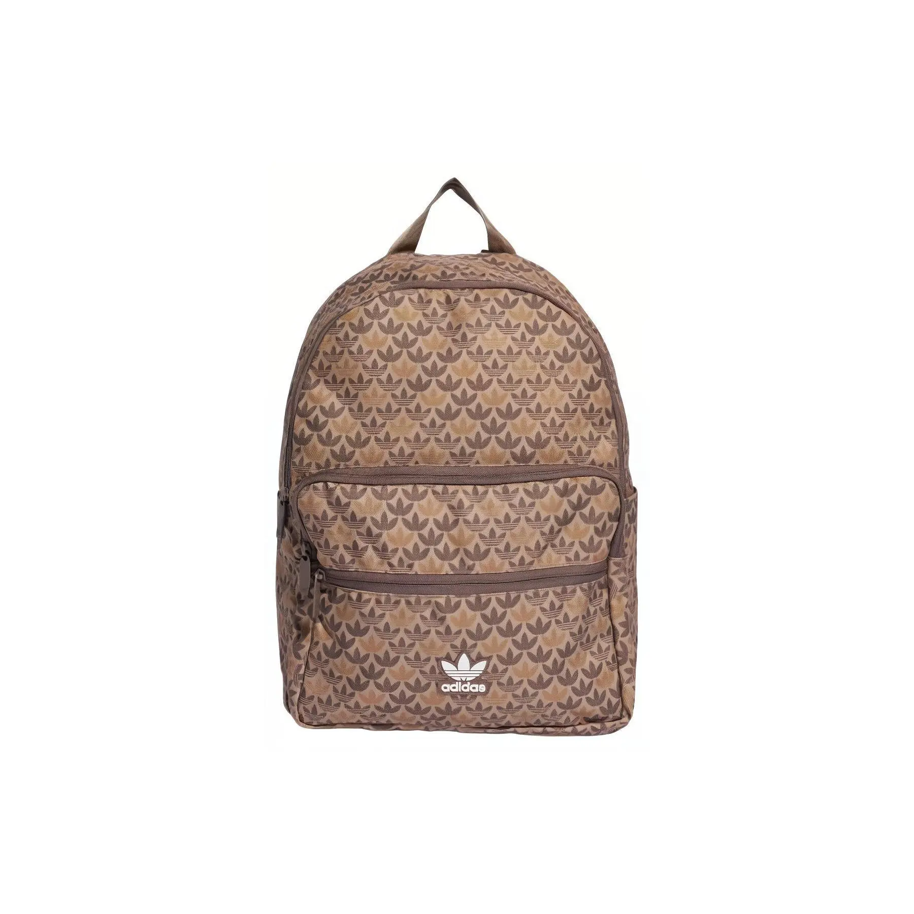 Adidas Originals 20.5L Woven Letter-Print Polyester Backpack for Men and Women, Casual Unisex Style in Brown