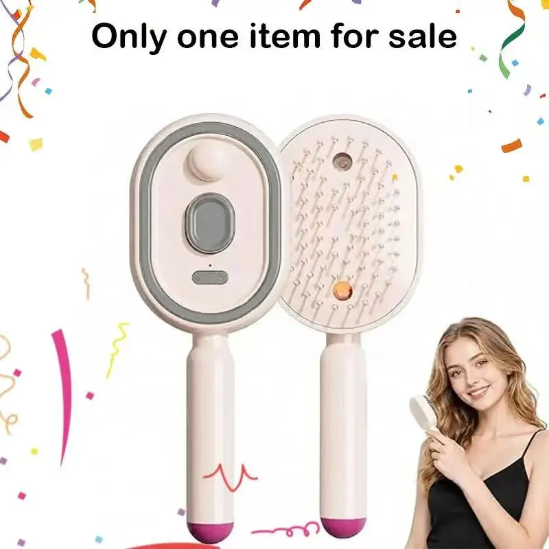 Quickly Smooth Frizzy Hair, Wireless Self-Cleaning Steam Comb, Rechargeable Warm Mist Humidifying Brush, Portable Travel Hair Care Tool