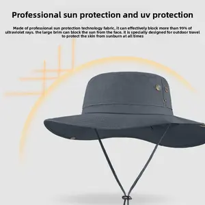 Western denim summer outdoor sunshade bucket hat breathable mountaineering hat big brim men's and women's waterproof hat sunshade sun protection hat sun hat Fishing