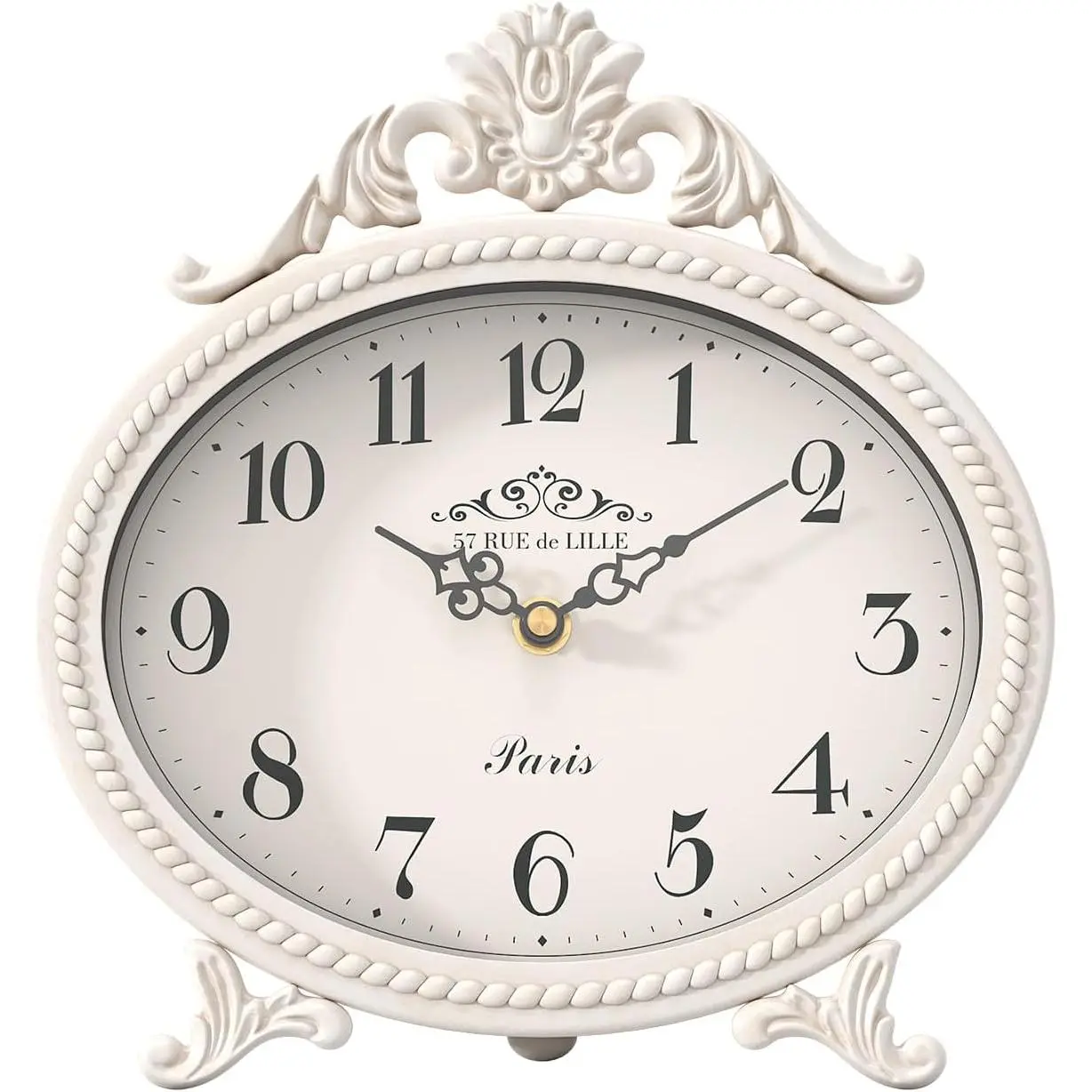 Table Clock,Antique White  Rustic Style Mantel Clock | Desk and Shelf Rustic Decorative Clocks for Living Room,,Bedroom, Bedside, Clocks