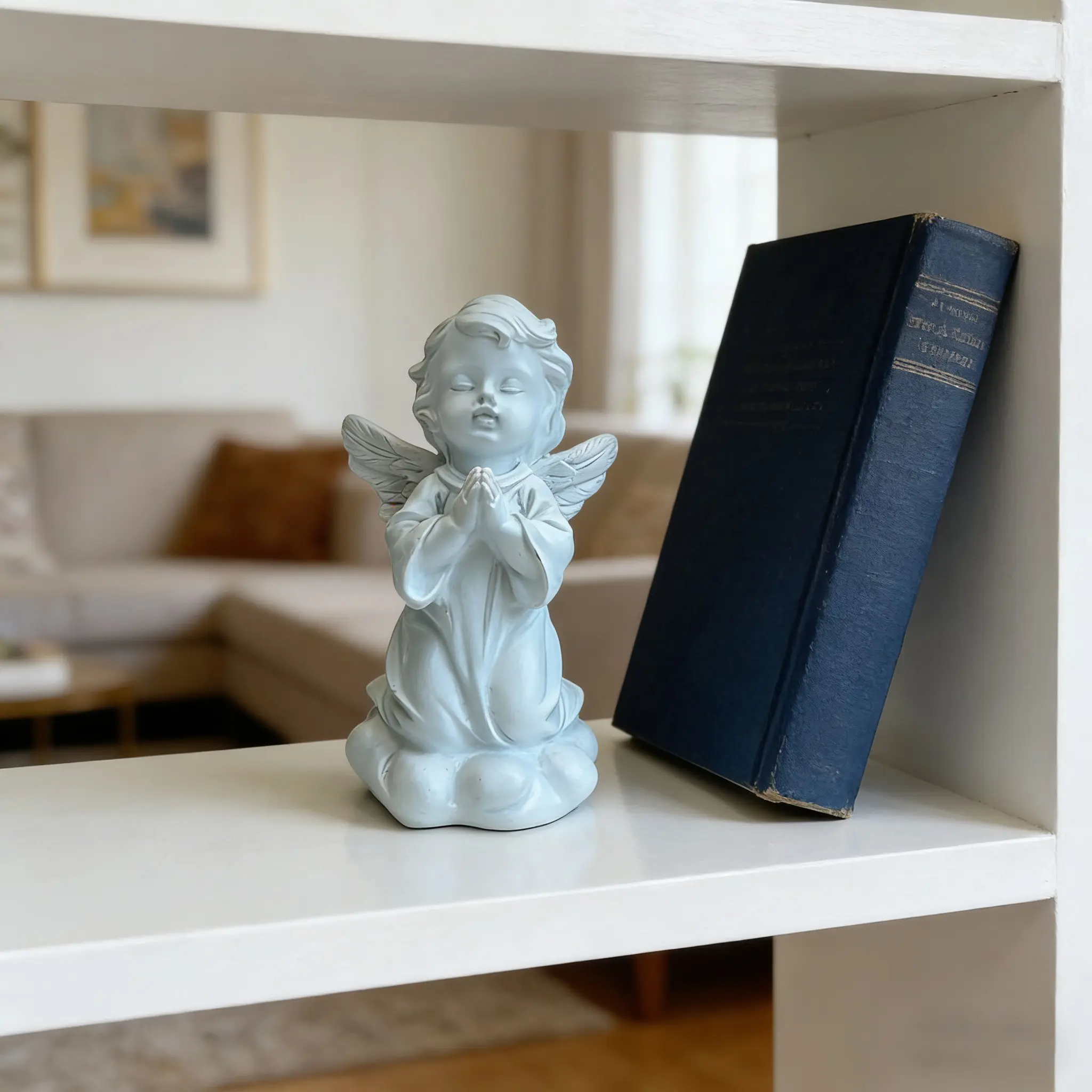 3.5 Inch Prayer Angel Statue, High-Quality Resin Material, Home Decor Item, Suitable for Bookshelf, Office Desk, Living Room