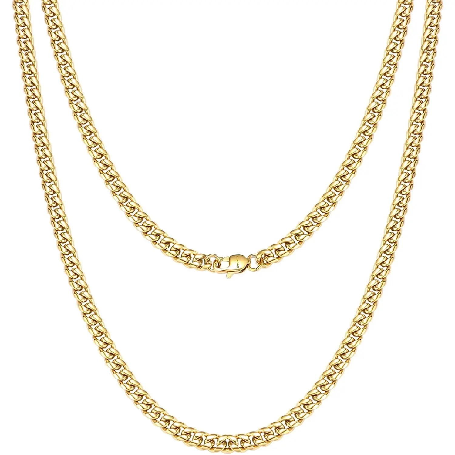 Miami Cuban Chain Necklace for Men/Women,316L Stainless Steel 4/6MM Width 18"/20"/22"/24"Length Fashion Lobster Clasp  Hop ,Cuban Link Chain  Plated/ Chain Stainless Steel with  Box