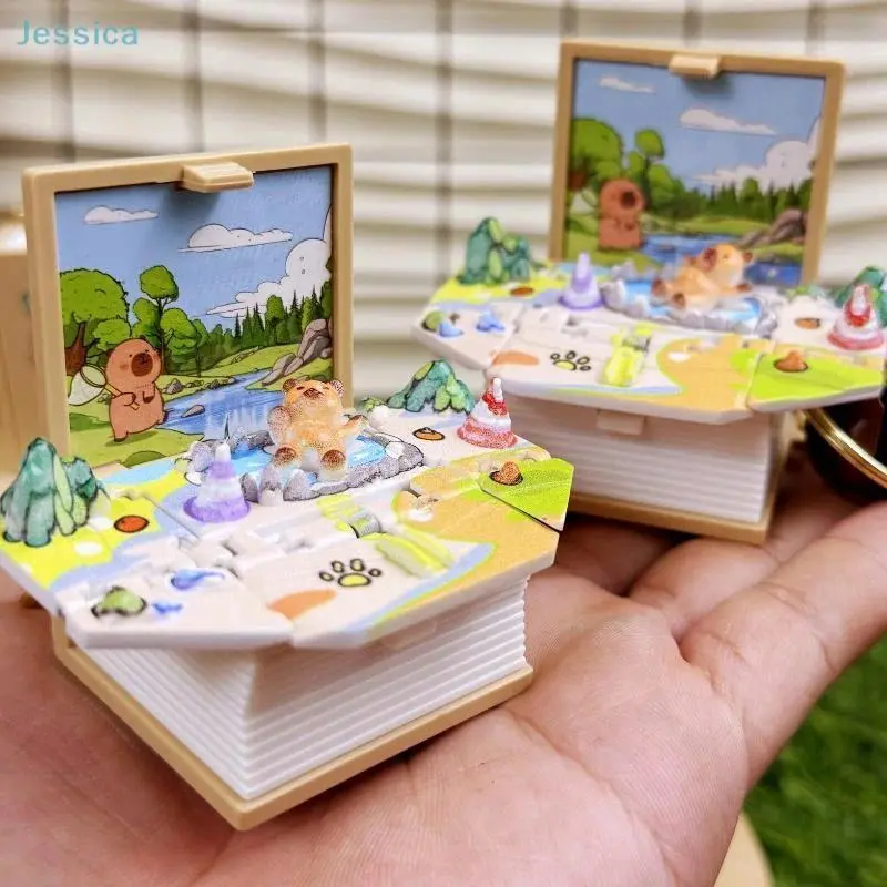 3D Foldable Capybara Mini Size Fold Book Keychain Kids Toys Bag Pendant