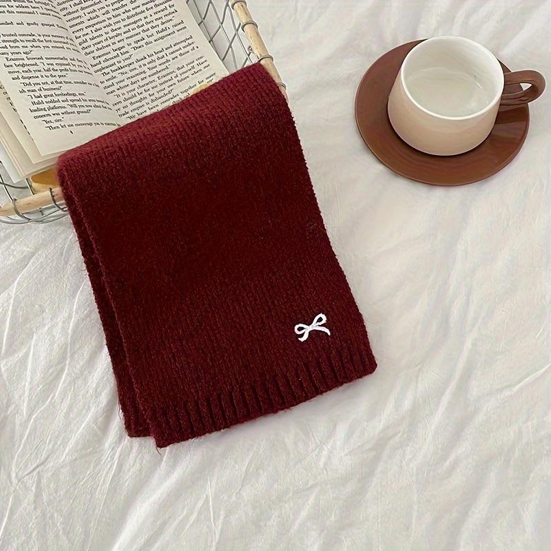 Winter Knit Scarf for & Youngsters - Soft Warm Necklace-like Scarf, Easy-Care (Hand/Dry Clean) - Cold Weather Accessory in Burgundy/Black/Beige/Gray/White/Pink/ - Perfect Gift for Girls & Boys, Winter Scarf, Bow Detailed Scarf, Thick Knit Texture