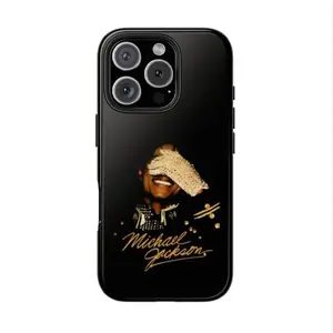 [Magnetic Design]Michael Jackson Tough Phone Case with Iconic Glove Pose & Gold Signature - 2D Design Suitable for iPhone 17-11 Pro Max/Plus - Impact Resistant Polycarbonate & TPU Lining - Protective Phone Cover