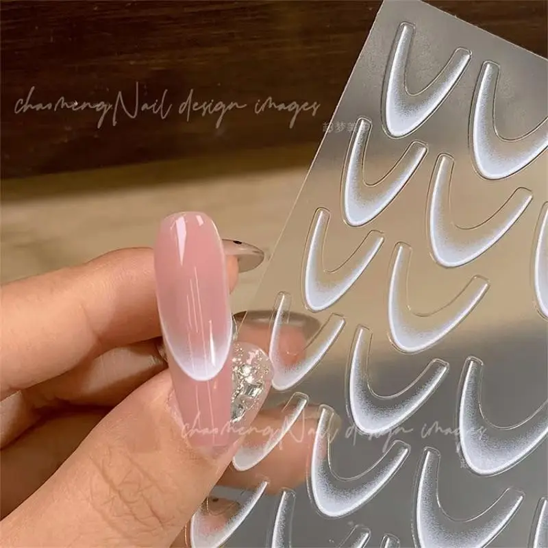 2/3Sheets French Gradient Line Nail Art Stickers 3D Self-Adhesive White+Black Slider Design Stencil Manicure Guides DIY Nail Decor French Nails