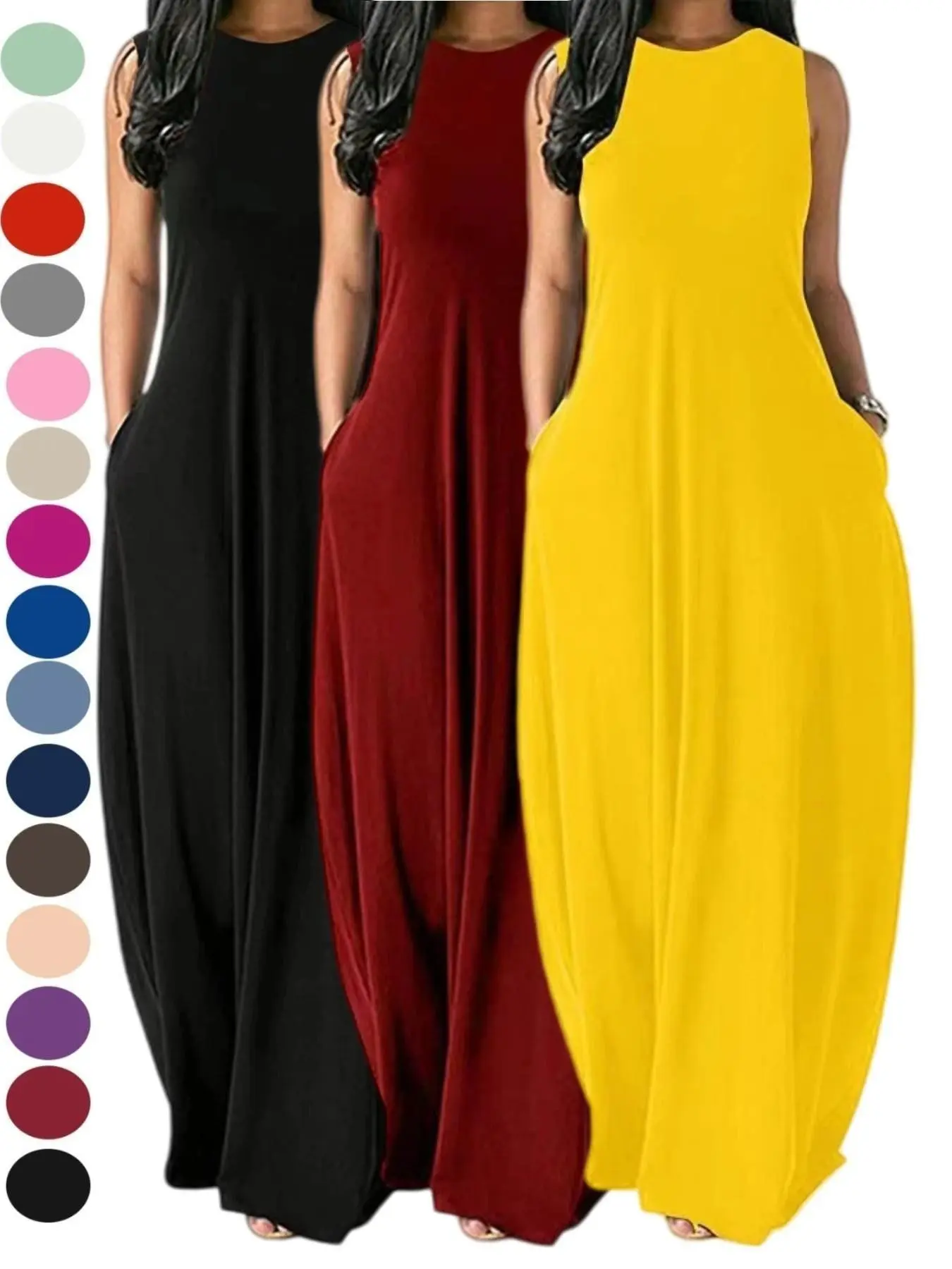 Women's Casual Solid Sleeveless Maxi Dress, Fitted Design for Comfortable Wear, Perfect for Everyday, Stylish and Versatile, Summer