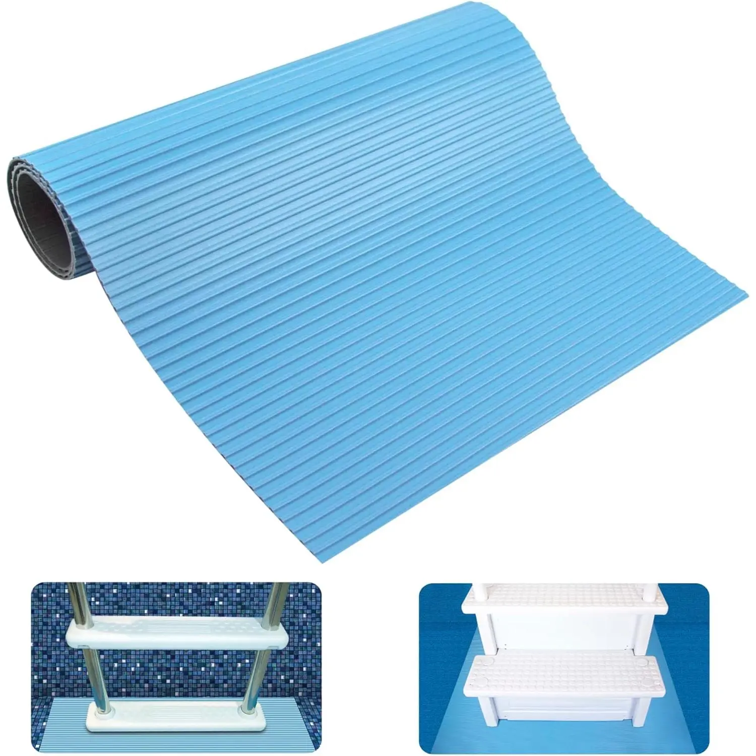 Above Ground Pool Ladder Mat - 24"x36" Industrial-Grade Material for Durability, Safety & Stability of Above Ground Pool Ladders, Compact Design for Changing Areas
