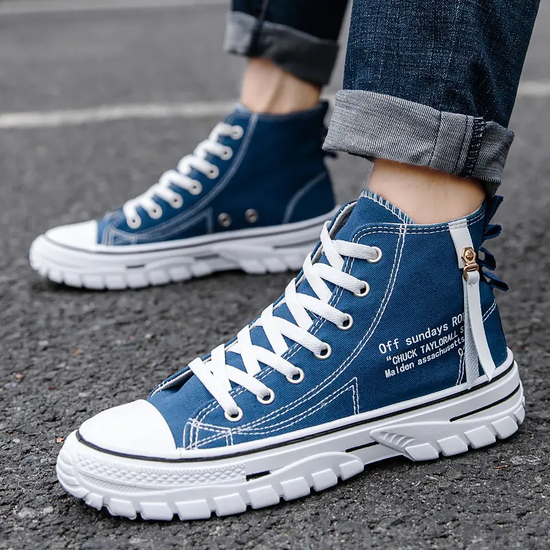 2026 Summer New Korean Style Breathable High-Top Men's Canvas Shoes Trendy Casual Sneakers Versatile Student Shoes