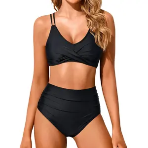 Holipick Women High Waisted Bikini Set Two Piece Swimsuits Push up Wrap Swim Suits Top Tummy Control Bathing Suit Bottom