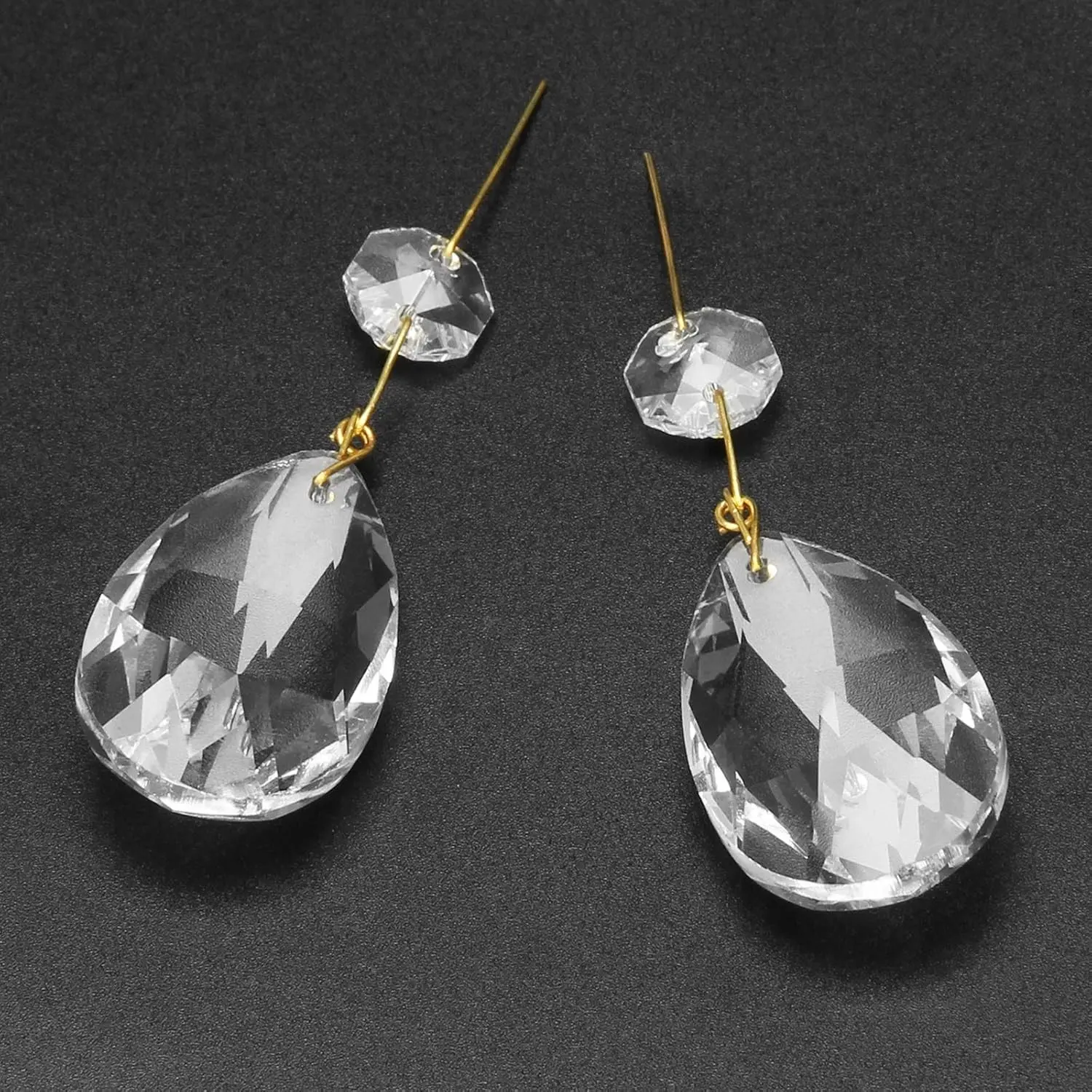 10Pcs Clear Crystal Teardrop Chandelier Prism Pendants Shiny Glass Crystals Beads for Light Lamp, Jewelry Making. (Teardrop)