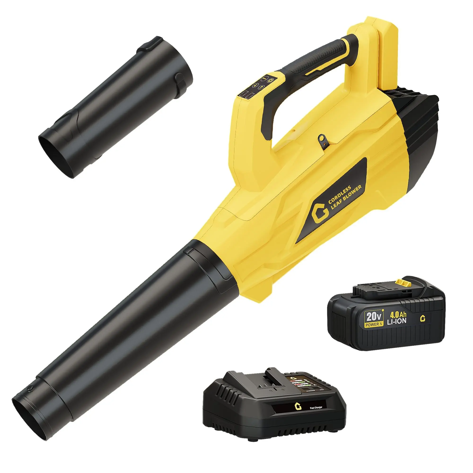 【Garvee】Leaf Blower Cordless – 550CFM/130MPH – 6 Speed Brushless Motor, 21V 4.0Ah Lithium Battery & Charger, Portable Handhold – for Lawn, Patio, Yard, Garage