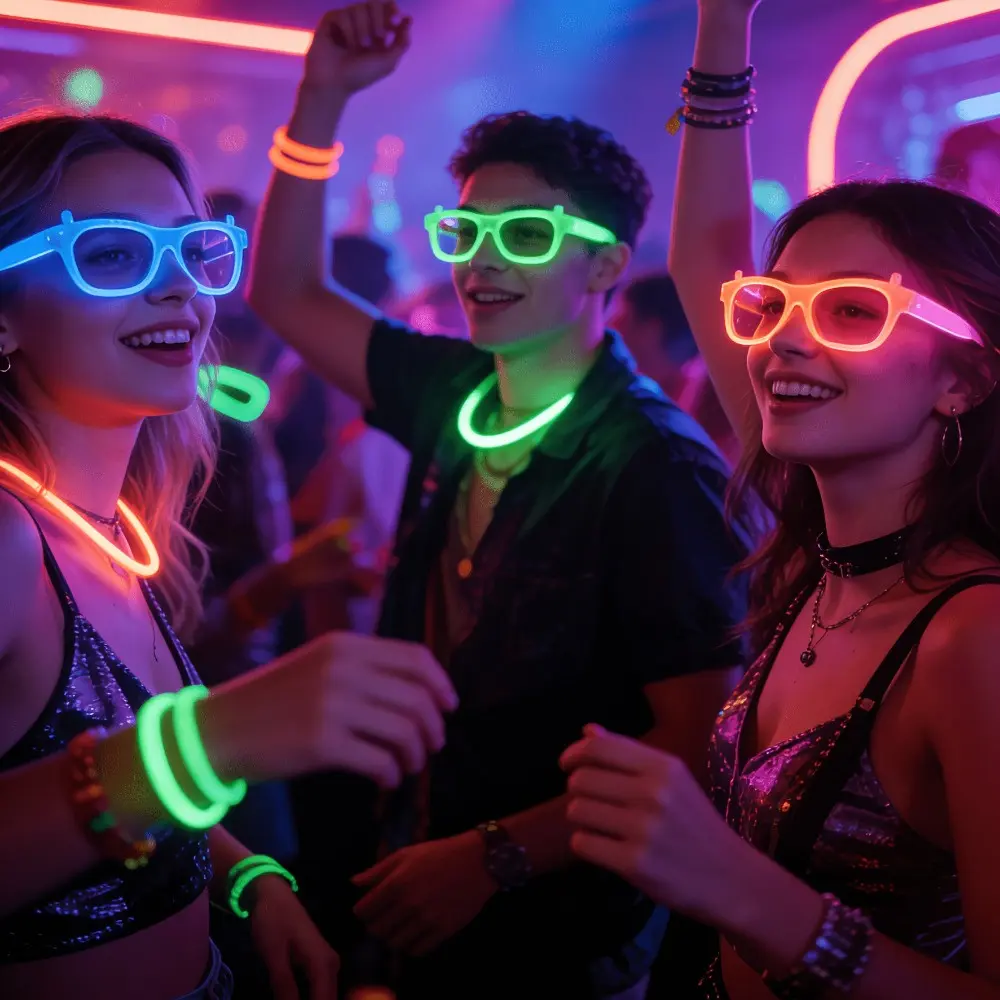 15 Pairs Glow in the Dark Party Glasses, Neon Colors, Lightweight Durable Plastic, Photo Booth Props, Halloween Birthday Party Favors, Party Supplies, Party Accessories