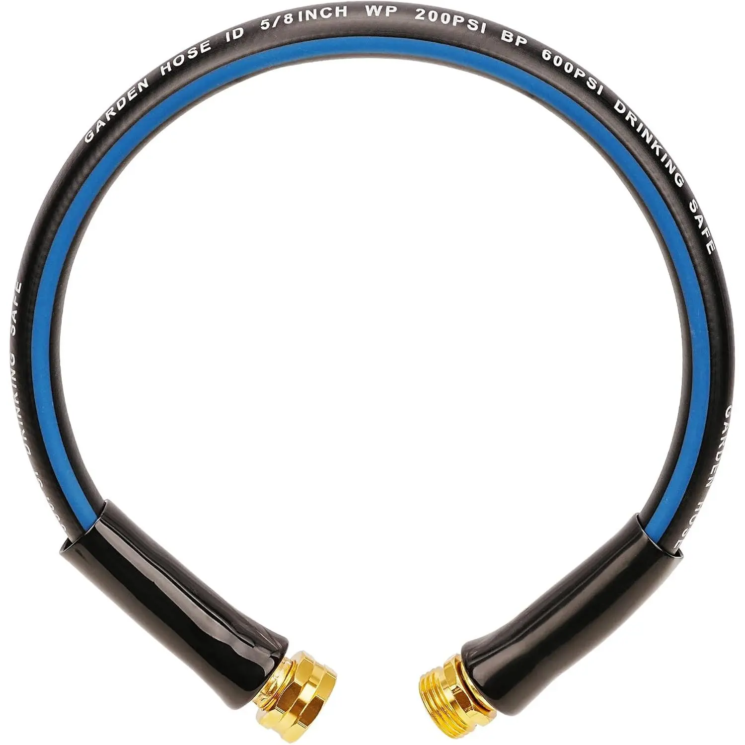 Short Garden Hose 2ft x 5/8",Leader Hose for Hose Reel Faucet,Flexible,Lightweight Rubber Hose with Male to Female Fittings,Small Water Hose Heavy Duty,Kink Free,3/4"GHT