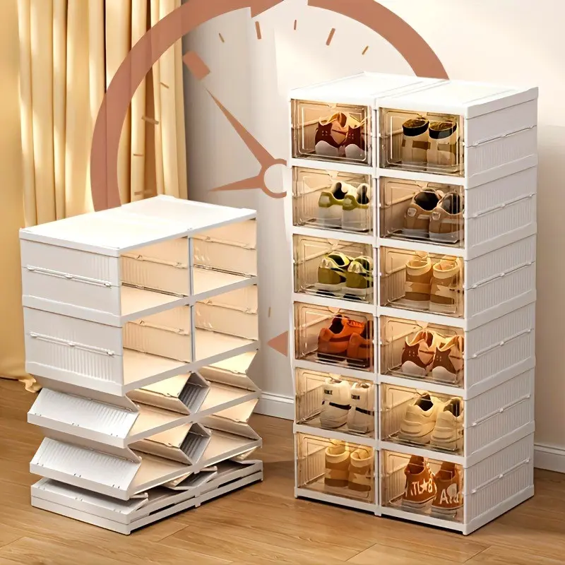 6-Layer Multi-Functional Thick Dustproof Shoe Box Storage Organizer Racks, Ideal for Home, Dorm, Bedroom, Entryway, Universal Placement, Made of PP Material