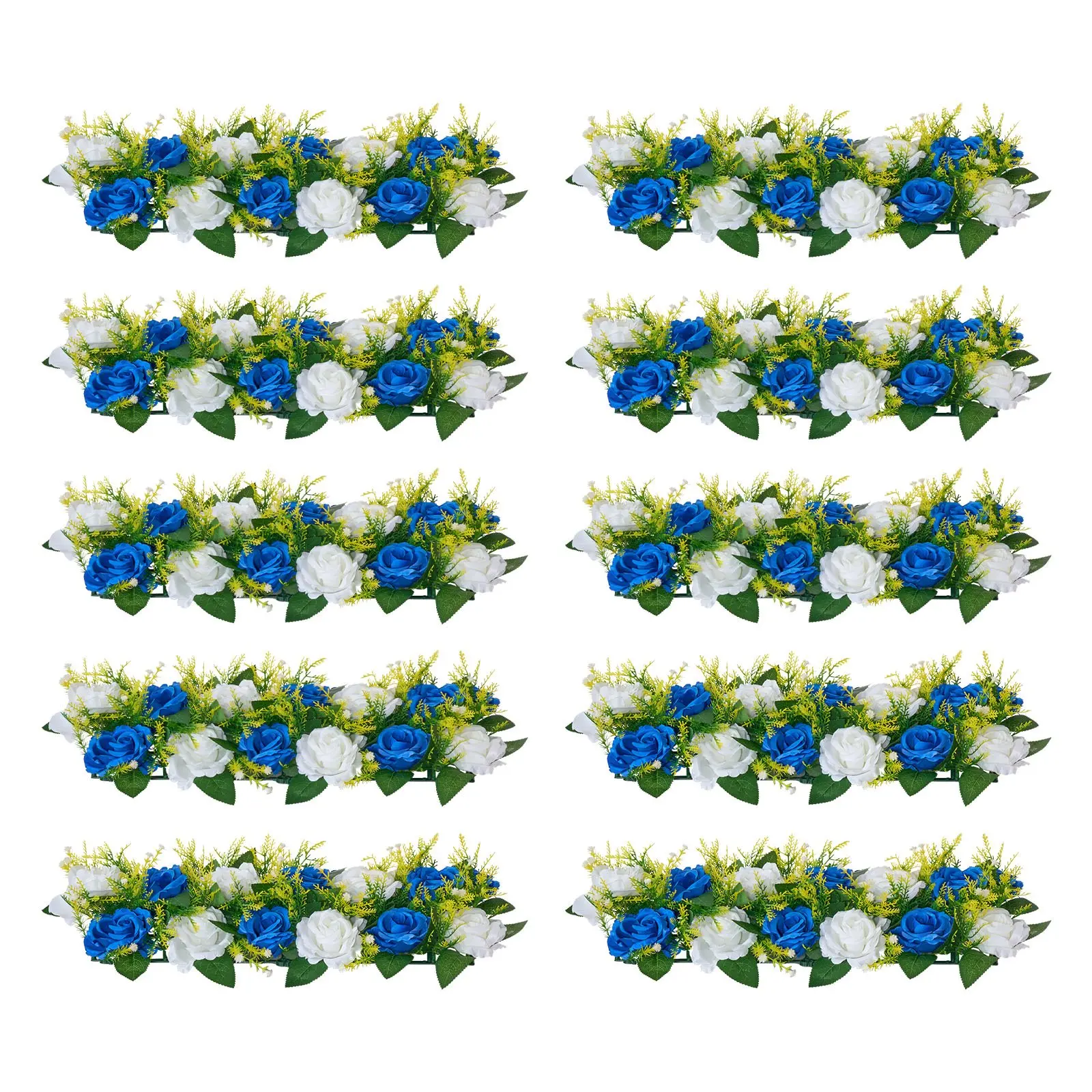 Flower Ball Arrangement Bouquet 10 PCS, 19.6x 8.6 Inch Artificial Flower Balls Wedding Table Centerpieces, Faux Rose Arrangements for Wedding Centerpiece Home Decoration, Blue and White Roses