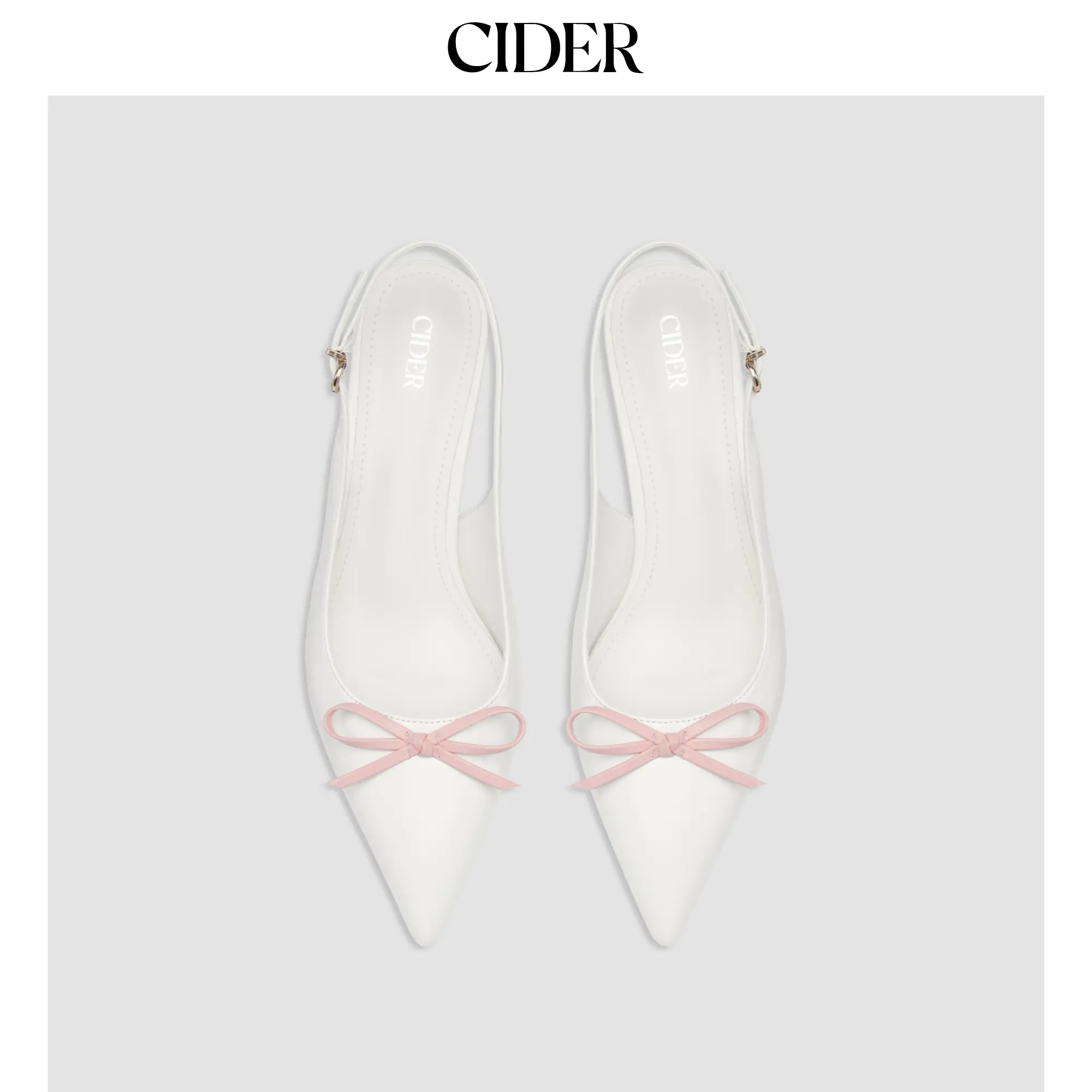 Cider TWO-TONE BOW POINTED-TOE SLINGBACK FAUX LEATHER KITTEN HEELS Cider TWO-TONE BOW POINTED-TOE SLINGBACK FAUX LEATHER KITTEN HEELS