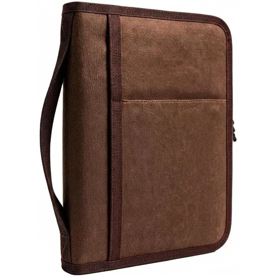 Professional 16 oz Heavy Waxed Canvas A5 Notebook Cover, | Water-Resistant Journal Planner Cover | Multi-Pocket Organizer | Fits 5.5 x 8.25 or 5 x 8 Legal Note Pads (Coffee Brown)