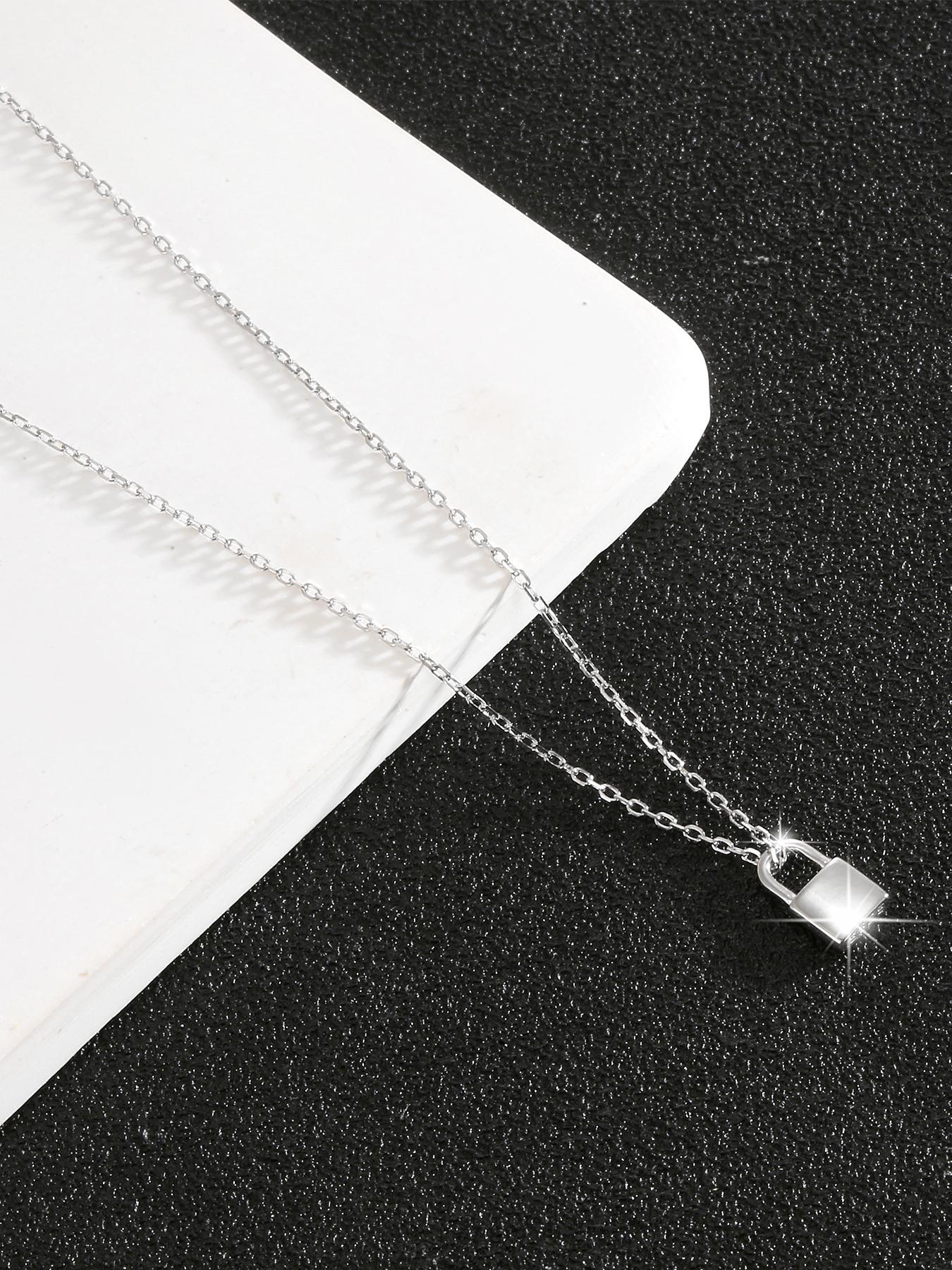 S925 Sterling Silver Creative Design Lock Pendant Necklace for Women, Fashion Jewelry for Party, Daily Clothing Decor, Trendy All-match & Exquisite Jewelry for Gift, Key Pendant Necklace