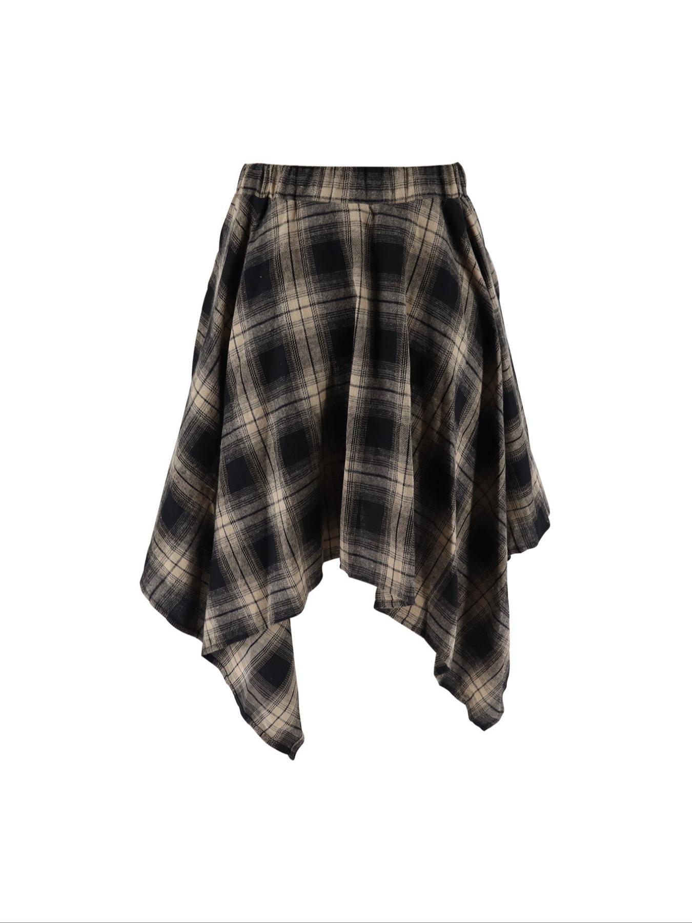 Women's Plaid Print Tie Front A Line Skirt, Casual Asymmetrical Hem Skirt for Summer, Women's Bottoms for Daily Wear, Casual Fitted Skirt