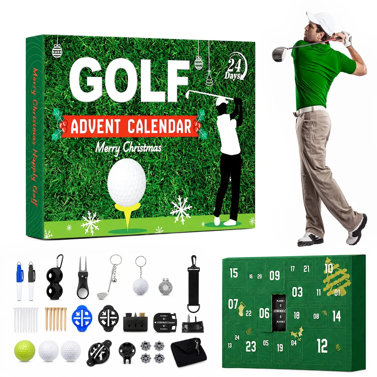 2026 Golf Christmas Countdown Calendar, 24-Day Golf Surprises, Includes Golf Accessories, Perfect Father's Day Gift, Men's Golf Gift, Golf Enthusiasts