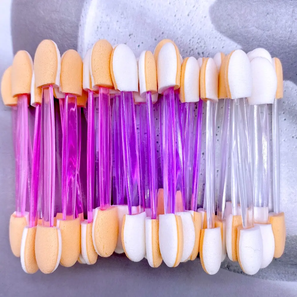 400pcs Dual-Sided Sponge Brush Set, Easy-To-Use Eyeshadow Applicator, Crystal Rod, Flawless Makeup, Fragrance-Free Nylon Brushes, All Skin Types