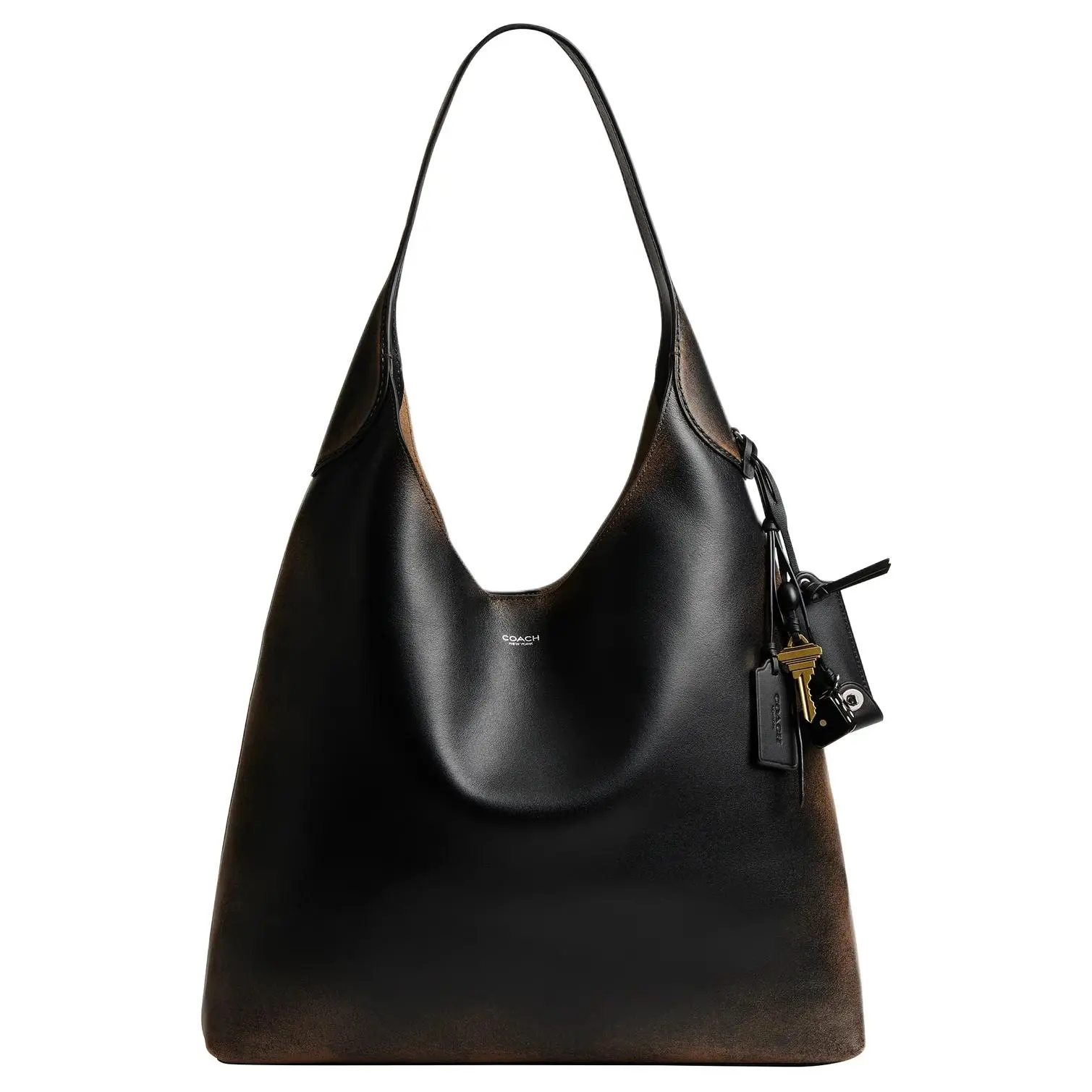 COACH Brooklyn 39 Leather Tote Bag for Women, Magnetic Clasp Crossbody Style, Black