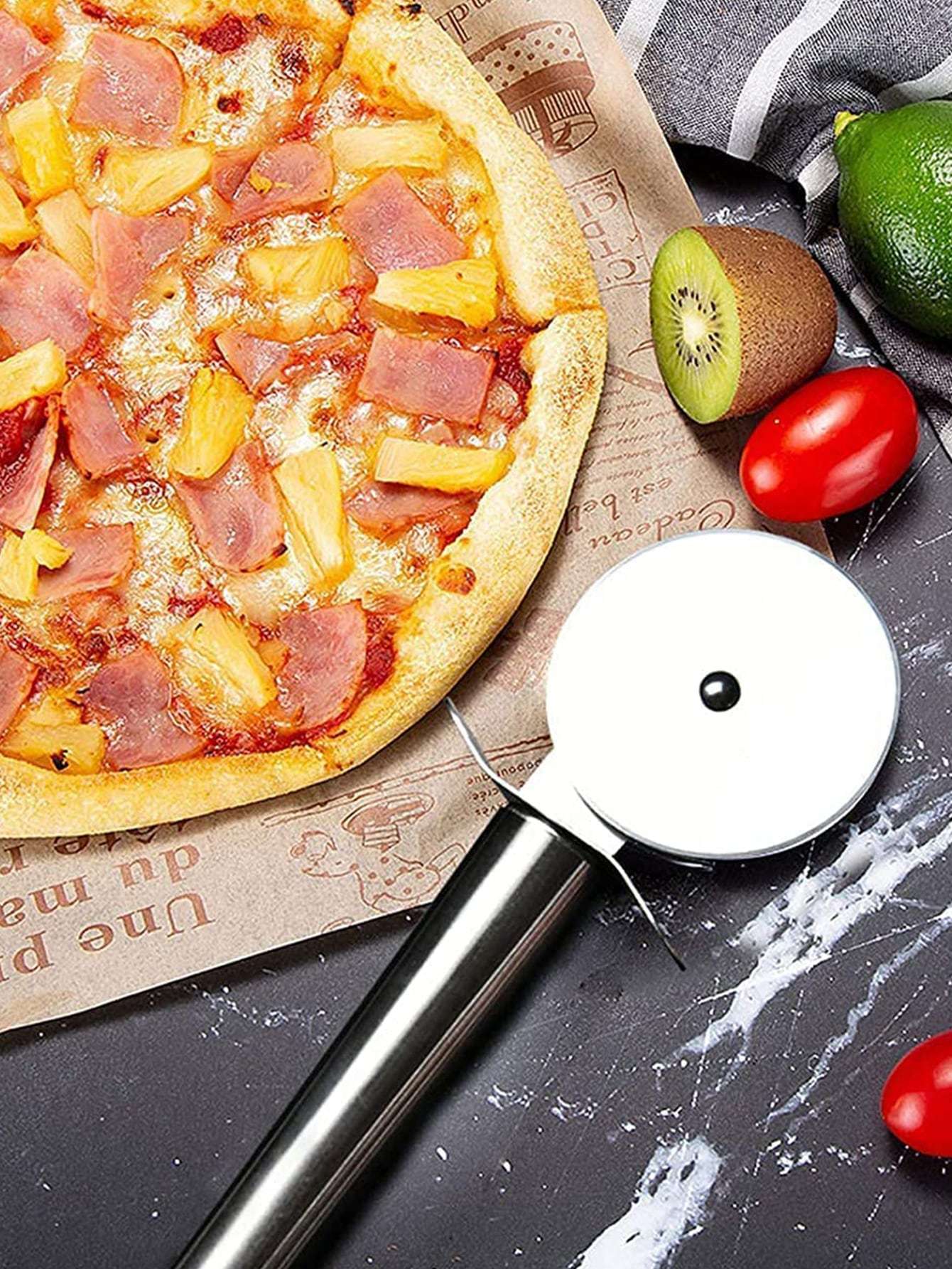 [Stainless Steel Pizza Cutter] Heavy-Duty Stainless Steel Pizza Cutter - Professional Pizza Cutting Wheel with Sharp Blade, Suitable for Home and Commercial Kitchens - for Dough Rolling, Pizza Making, and Baking - Easy-to-Clean Restaurant Pizza Tool with