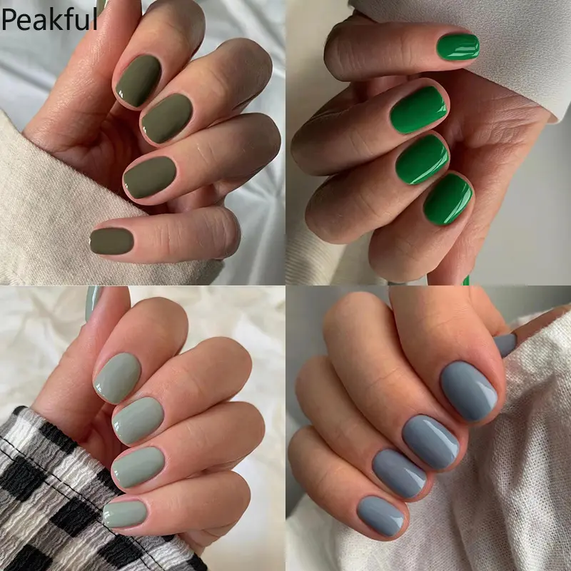 24Pcs Reusable Advanced Short Press-On Nails for Women, Lightweight Solid Color Fake Nails with Gel Finish, DIY Manicure Kit with Adhesive Tabs & Glue, Perfect for Daily Work & Travel Essentials