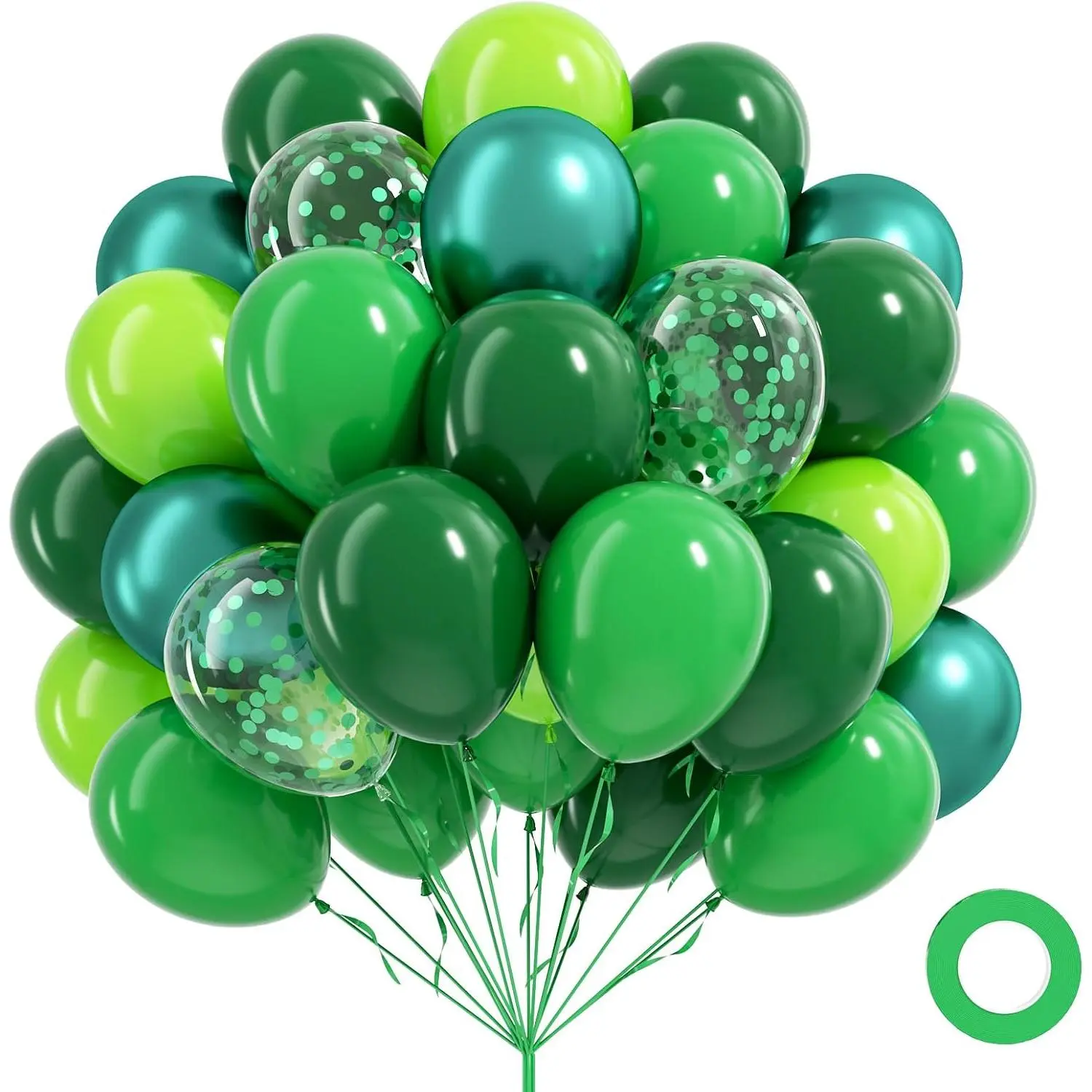 60 count Green Balloons 12inch with Dark Lime Metallic Green Balloons | Jungle, Dinosaur, Safari,  Shower, Birthday Decorations
