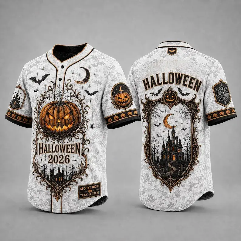 Halloween Baseball Jersey, Spooky Jack O' Lantern Shirt, Haunted House Castle Apparel, Trick or Treat Party Uniform # Halloween Baseball Jersey # Halloween Gifts #   TikTokMadeMeBuyIt #   TikTokShop