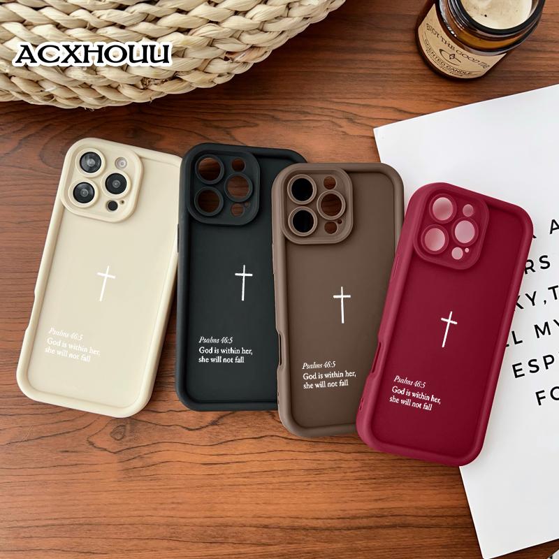 Designed for iPhone 16 E Pro Max 15 Plus 14 13 12 11 XS XR Christ's Cross Rugged Durable Drop-Proof Shockproof Anti-Scratch Case Silicone Smartphone
