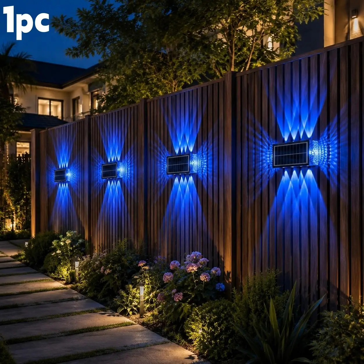 Solar Powered Outdoor Wall Light, Multi-Head RGB LED Garden Lantern, Colorful Landscape Lighting for Courtyard and Exterior Decor, Solar Garden Lanterns, Solar Powered Lights