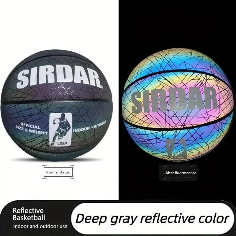Reflective Basketball Night Light Will Illuminate Basketball Games Indoor and Outdoor Cement Floor Wear-resistant Blue Ball