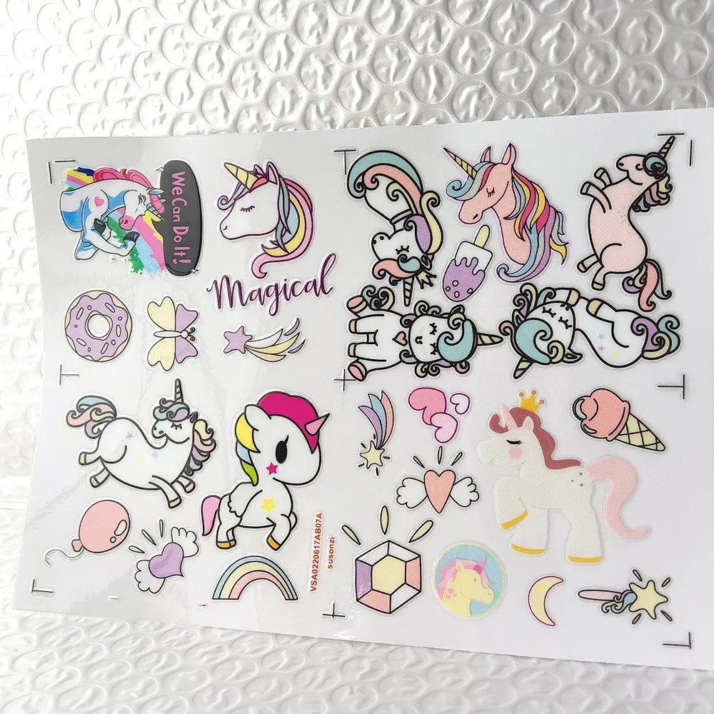 Rainbow Horse Theme Transparent Transfer Sticker, Waterproof Cloud Decorative Sticker, for Cups, Helmets, Skateboards, Phones, Gifts