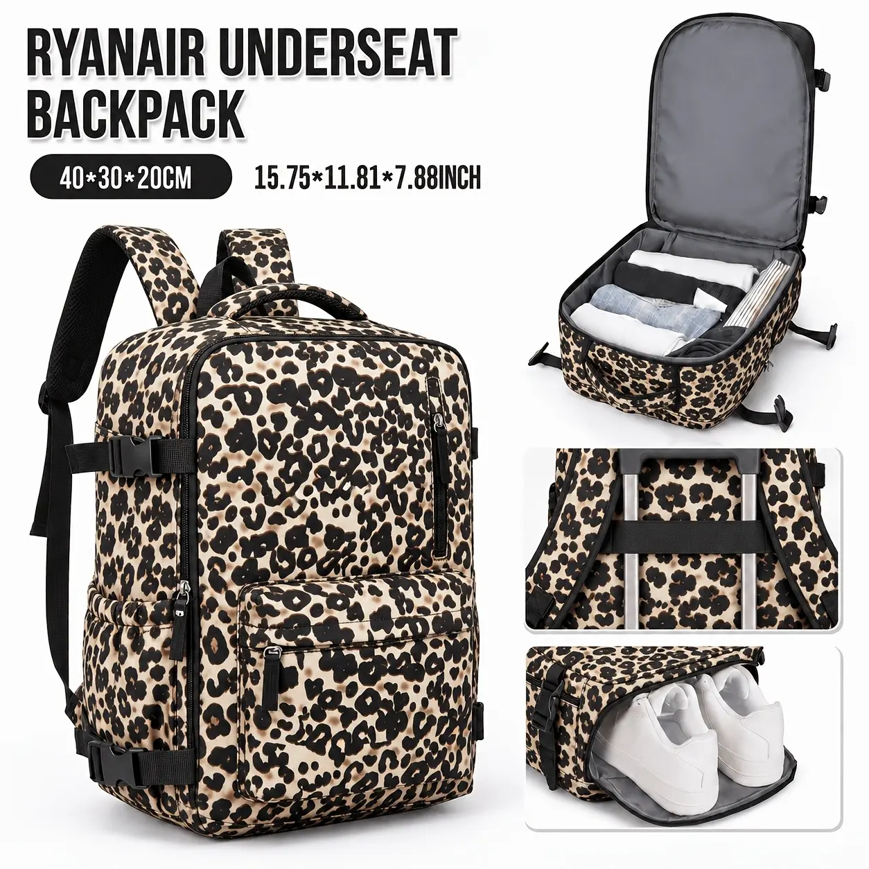 40x30x20cm Travel Backpack, Casual Lightweight Backpack, Leopard Print Luggage Style Shoulder Bag, Lightweight Laptop Bag, Suitable for Business, Weekend, Commute, Hiking, School, Backpack Bags