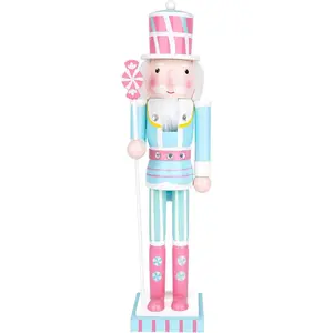 15Inch Large Nutcracker Soldier Figure Pink Nutcracker Christmas Decor Doll for Holiday Decor Festive Gift for Home Office Xmas Tree Decorations (Blue)