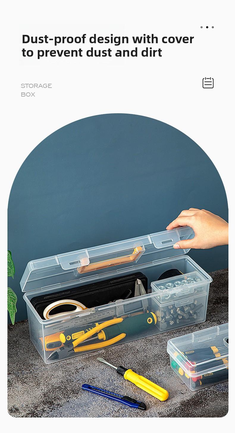 Multi-Function Household Hardware Tool Box - Transparent Handheld Storage Case with Adjustable Compartments for Wrench, Screws, Accessories, and Parts Organization