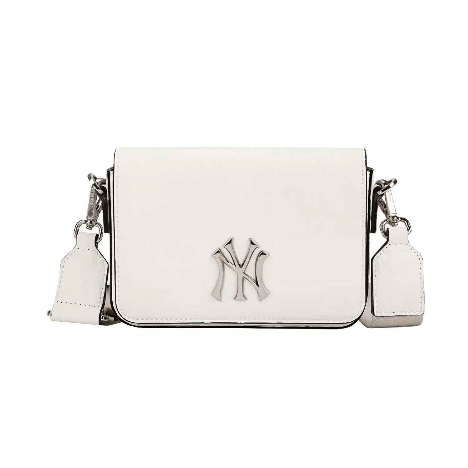 MLB Monogram NY Yankees Vintage Floral Cotton Linen Crossbody Bag for Men and Women, Cream White