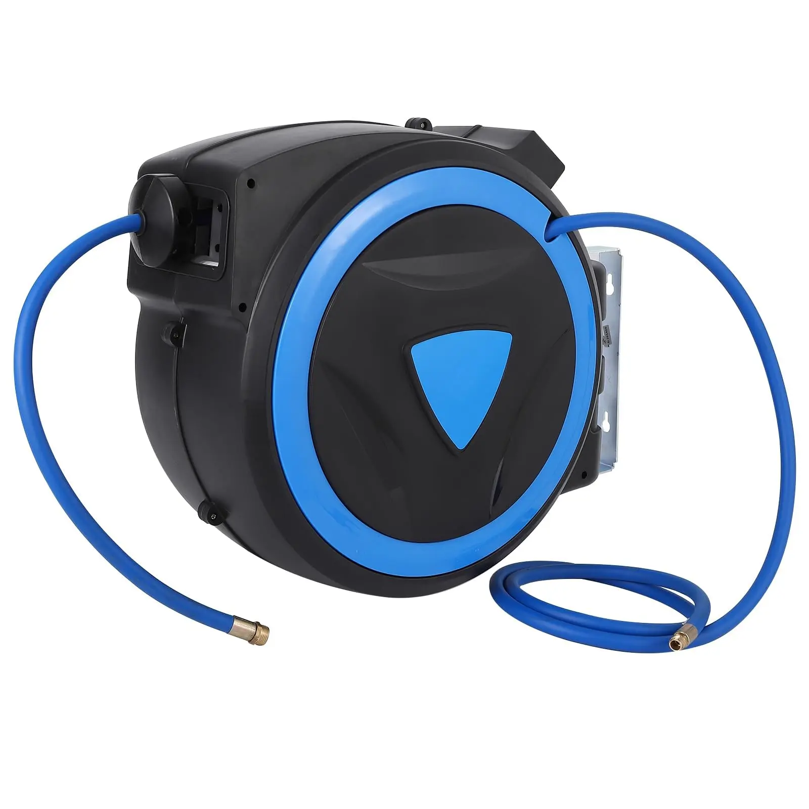 Garvee Retractable Air and Garden Hose Reel with 3/8" x 50 ft Hybrid Hose, 9-Pattern Nozzle, Automatic Wall Rewind, and 180° Rotating Mount for Convenient Use