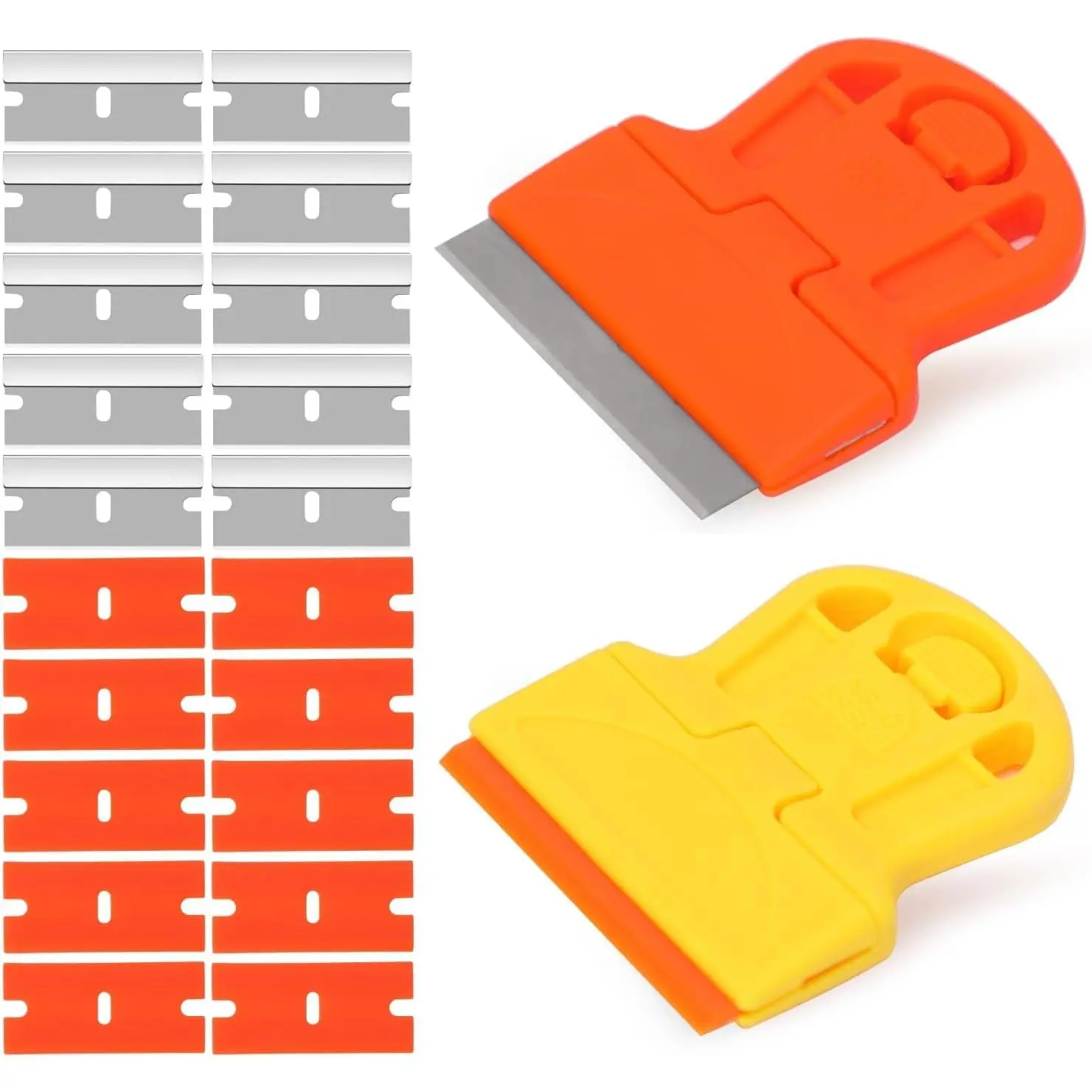 2 Pack Razor  Scraper Plastic Razor  Scraper Scraper Tool with Extra 10 Plastic  and 10 Metal  for Adhesive Remover Removing Labels Stickers Taping  Glass Windows
