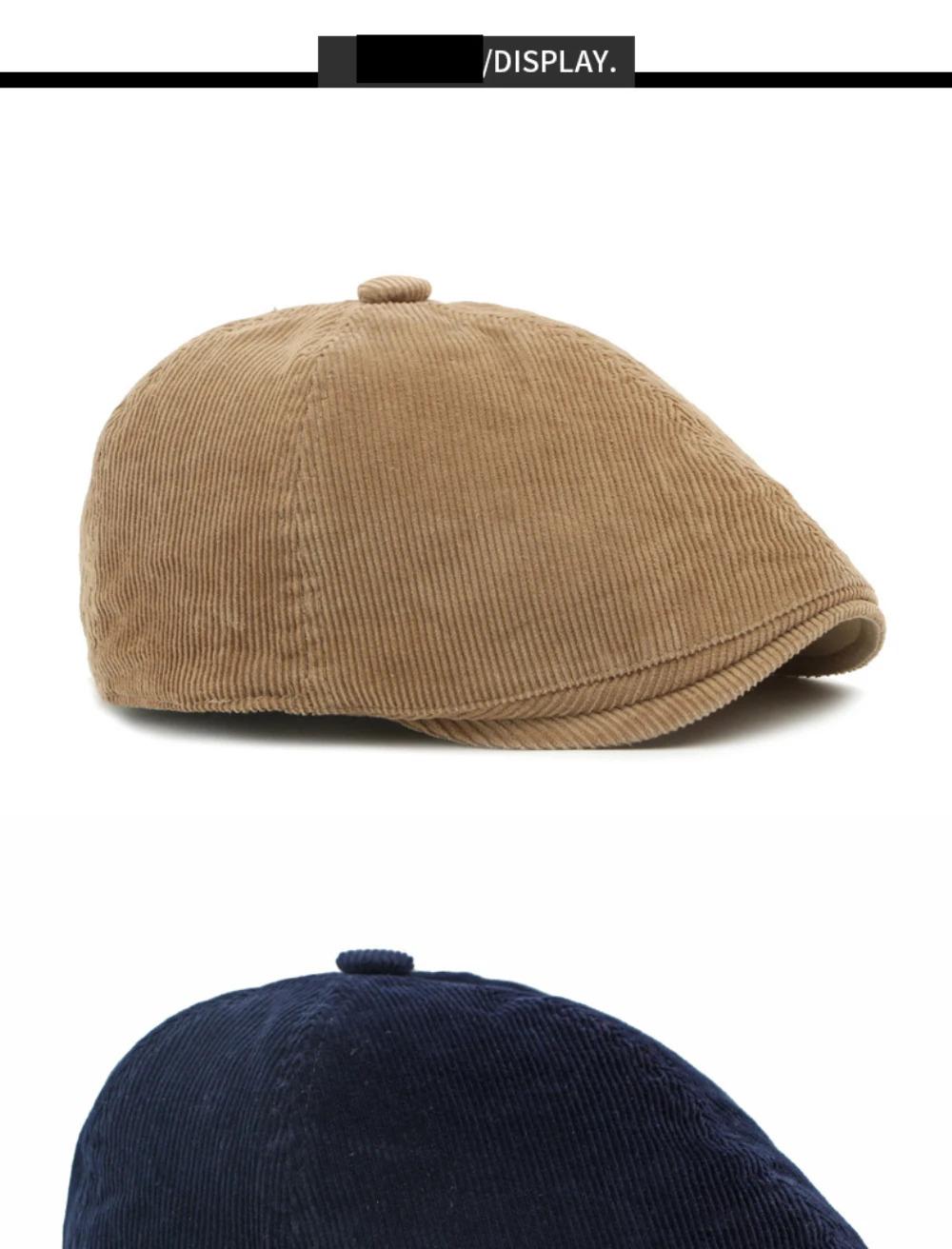 HT5051 Mens Berets Women Retro Artist Painter Beret Hat Spring Autumn Winter Flat Cap Male Female Corduroy Octagonal Beret Caps