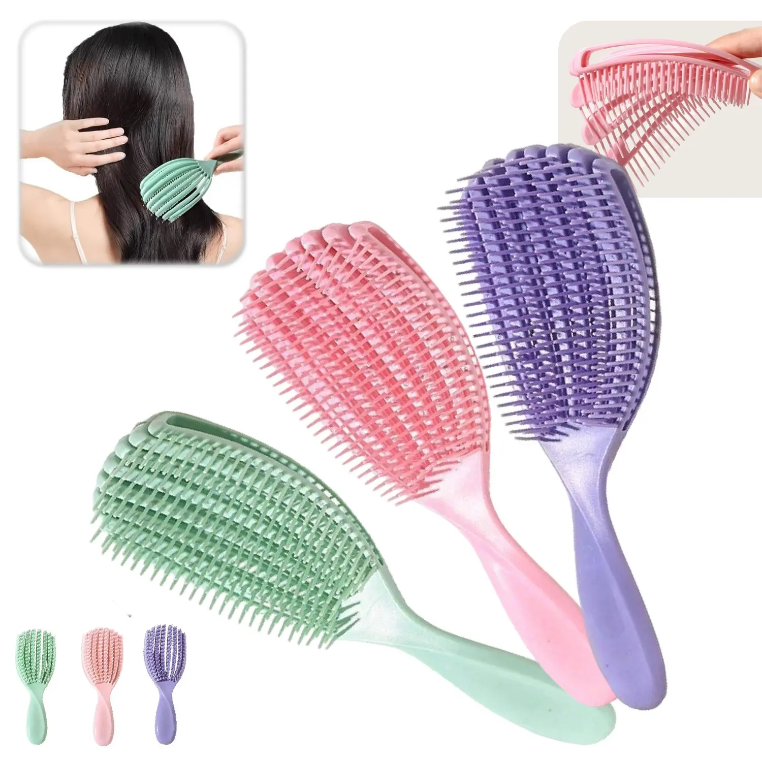 Smooth Hair Comb for All Hair Types, Wet & Dry Use, Flexible Teeth, Pain-Free Detangling, Reduces Breakage, Unknots Easily, Comb for Curly Hair