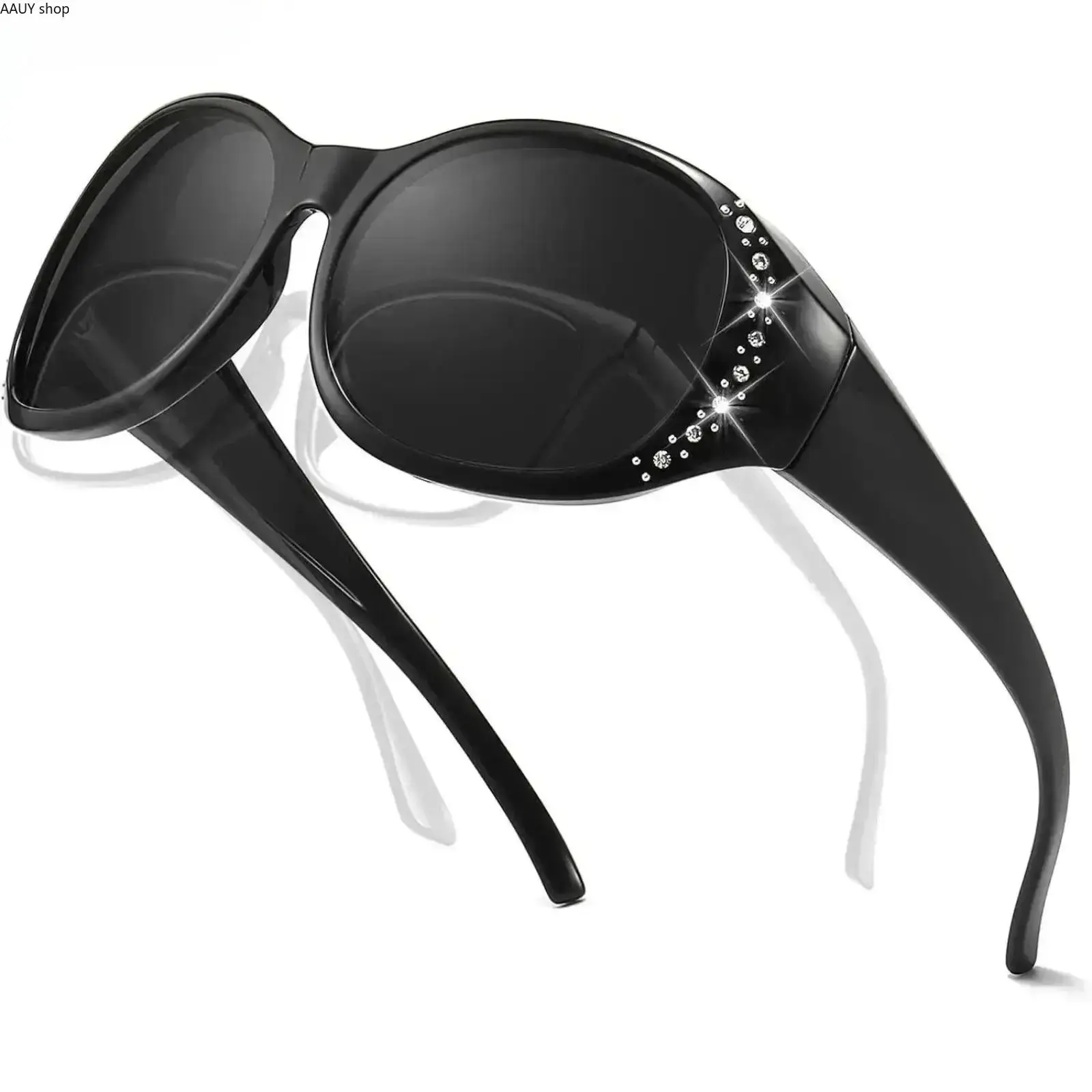 1/2 Pack Unisex Oversized Fit Over Sunglasses, Anti-Glare UV400 Shades with Glossy Decor Details, Trendy Large Frame Eyewear Designed To Wear Over Prescription Glasses, Great For Driving, Daily Commutes, Summer Trips & All Outdoor Activities