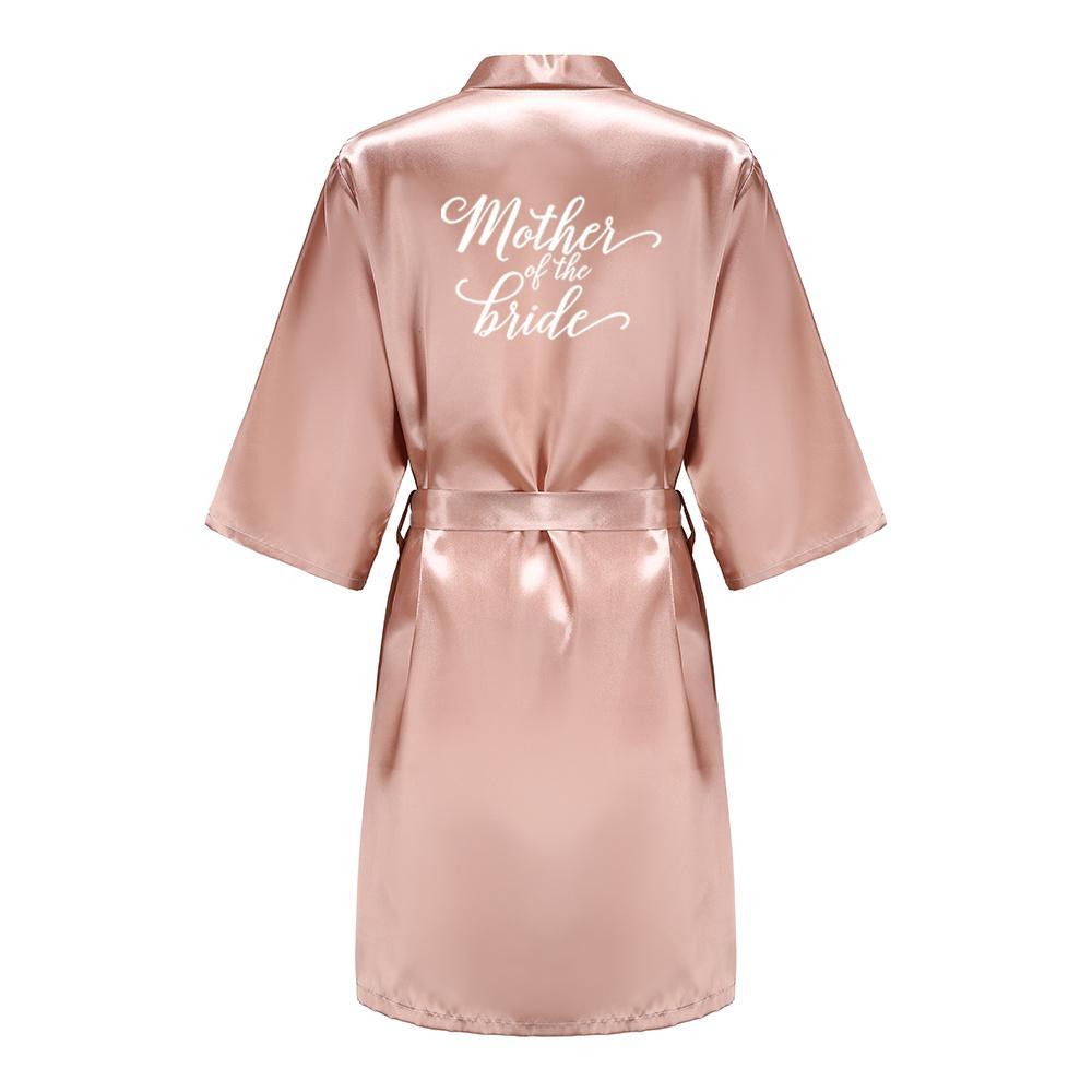 Rose Gold Satin Team Bride Bridesmaid Robe Wedding Bathrobe Gown Women Dressing Sleepwear Mother Maid of Honor Kimono