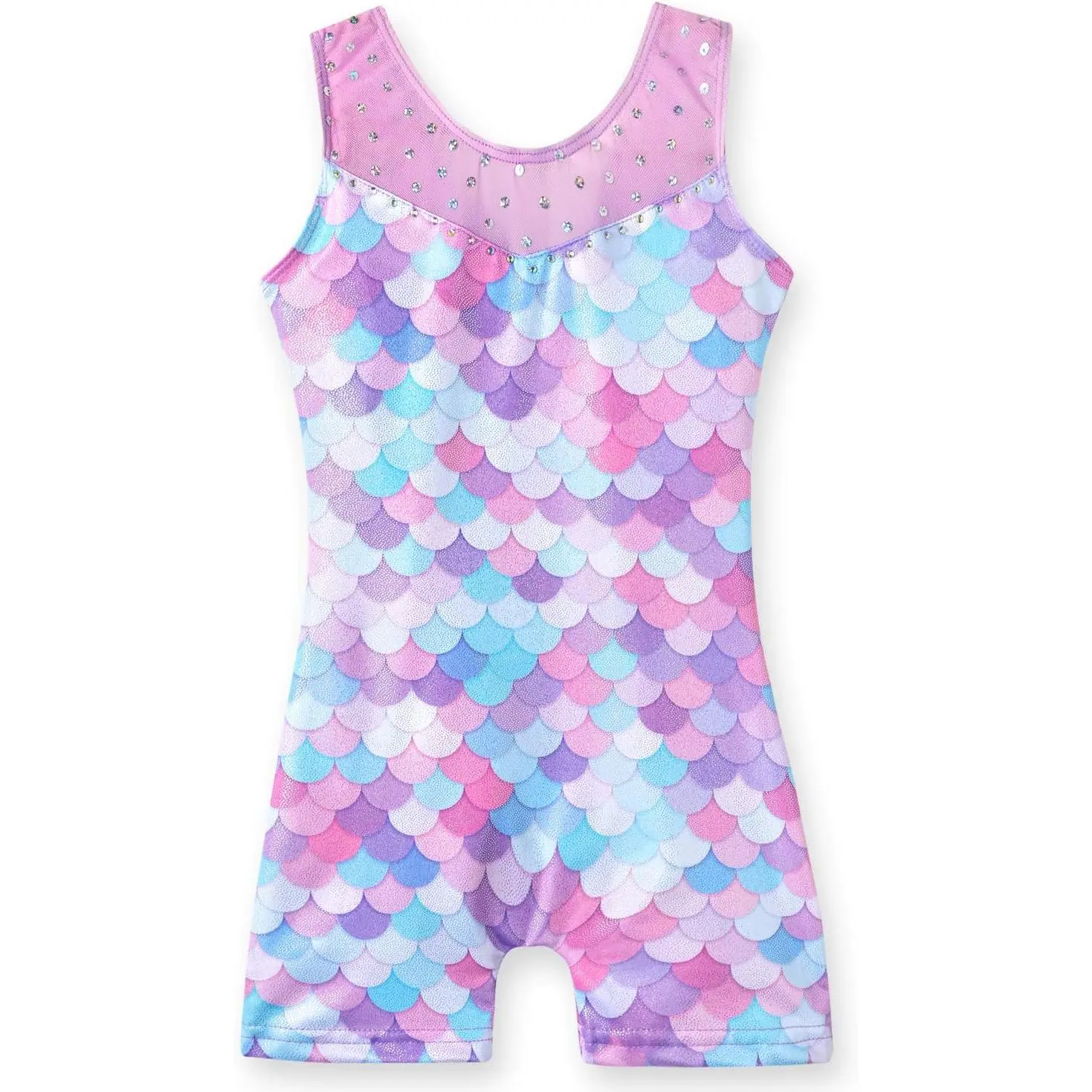 Girls Toddler Gymnastics Dance Leotards Biketards Mermaid Unicorn Shiny Rainbow Athletic Dance Wear Blue Hotpink