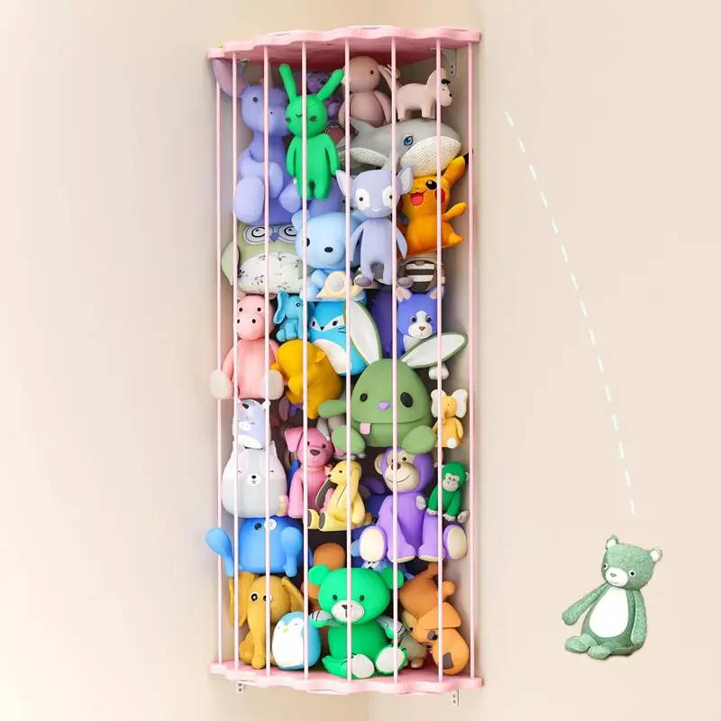 Stuffed Animal Storage, Wooden Soft Toy Shelf, Adjustable Length Nursery Toy Organizer, Plush Toy Holder for Kids Room Decor, Adjustable Rack