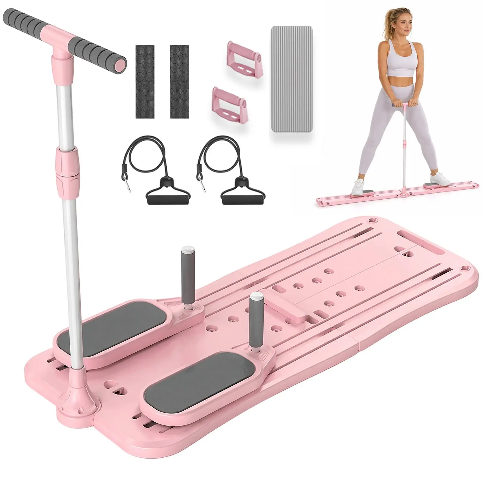 4 in 1 smooth glide pilates board pilates reformer ab exercise board multi-functional foldable lightweight core training home gym fitness workout equipment