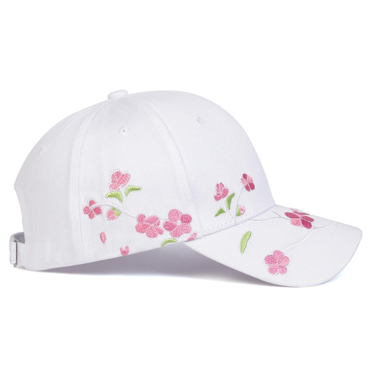 New Spring/Summer Collection: Women's Korean-Style Baseball Cap - Versatile & Stylish Peaked Hat with Embroidered Peach Blossom Design